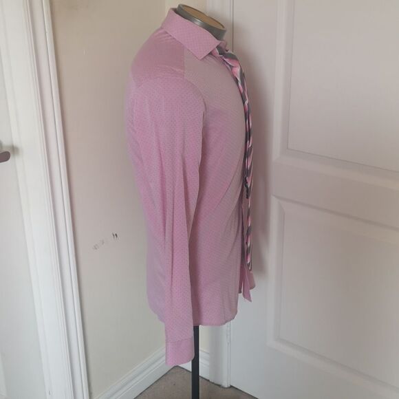 Strauss Men Button Down Shirt & Tie Combo Tie 100% Silk 14.5 Pink - Picture 5 of 16